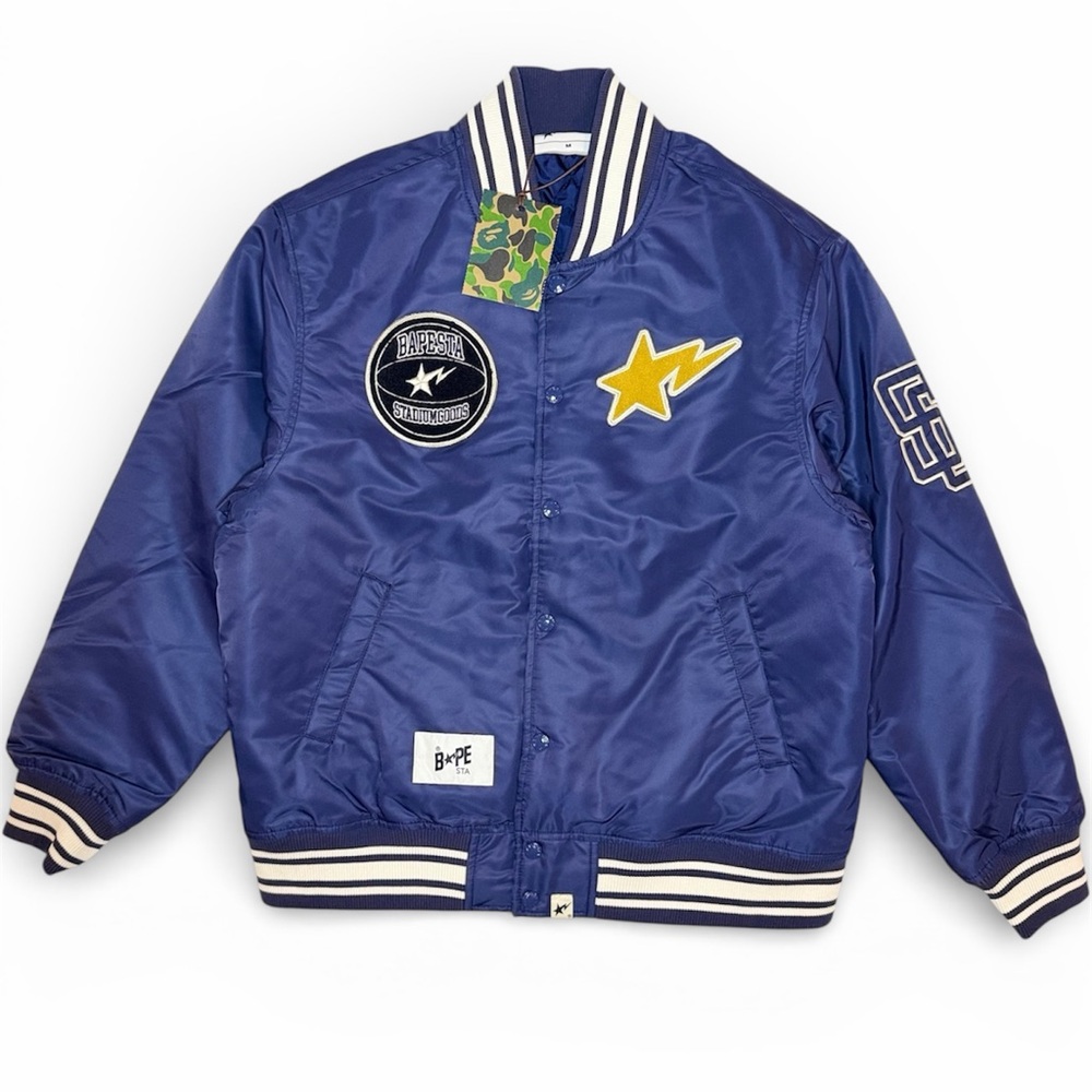 Bape Navy Puffer Jacket with Patches